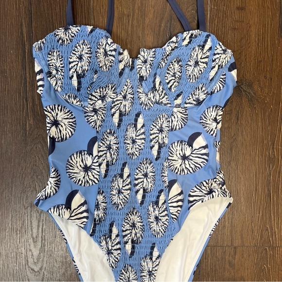 Anthropologie Jodie One-Piece Blue Floral Swimsuit NEW RTL $128 SZ MED - Picture 2 of 7